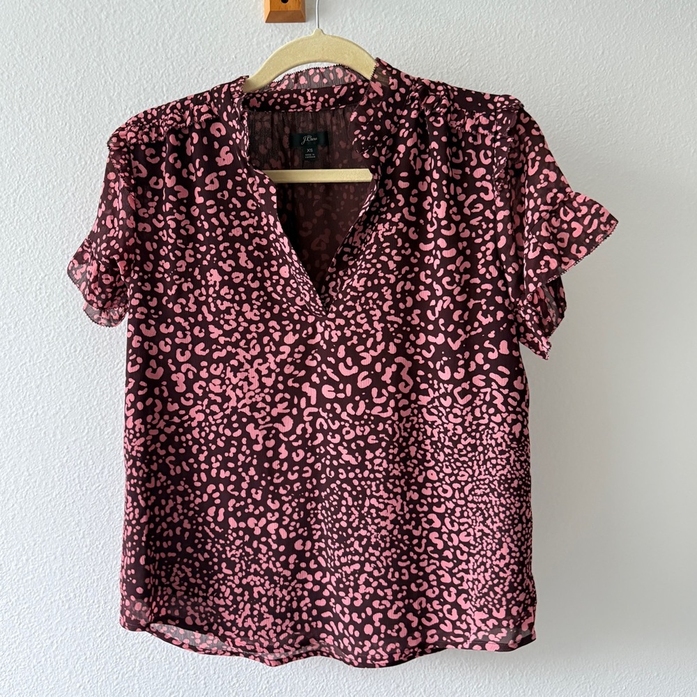 J Crew pink leopard blouse